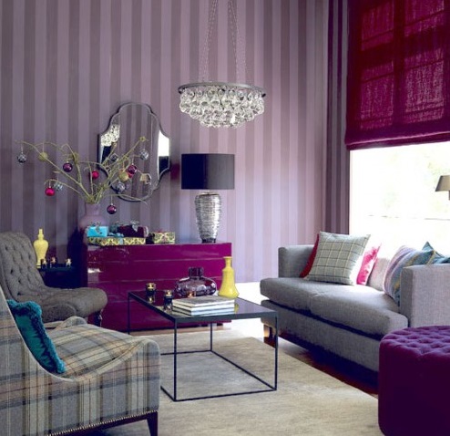 Дизайн вітальні в фіолетовому кольорі. Вітальня в фіолетових тонах. Фото для ваших ідей